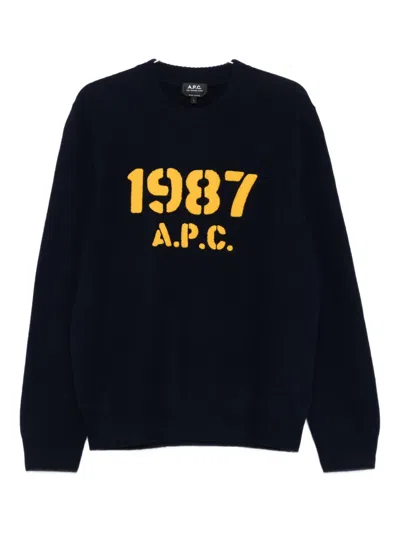 Apc Crew-neck Long-sleeve Sweater In Blue
