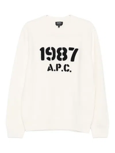 Apc Crew-neck Long-sleeve Sweater In White