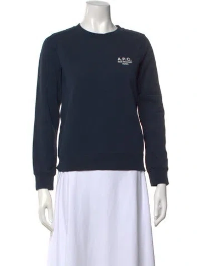 Pre-owned A.p.c. Crew Neck Long Sleeve Sweatshirt In Blue