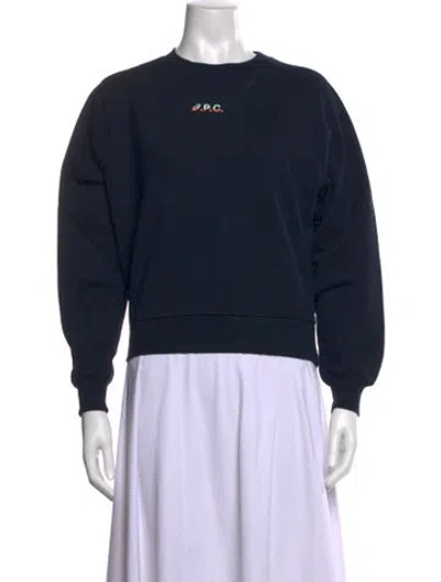 Pre-owned A.p.c. Crew Neck Long Sleeve Sweatshirt In Blue