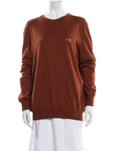 Pre-owned A.p.c. Crew Neck Long Sleeve Sweatshirt In Brown