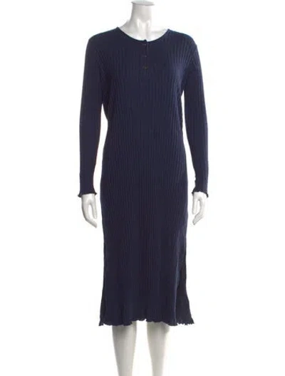 Pre-owned A.p.c. Crew Neck Midi Length Dress In Blue