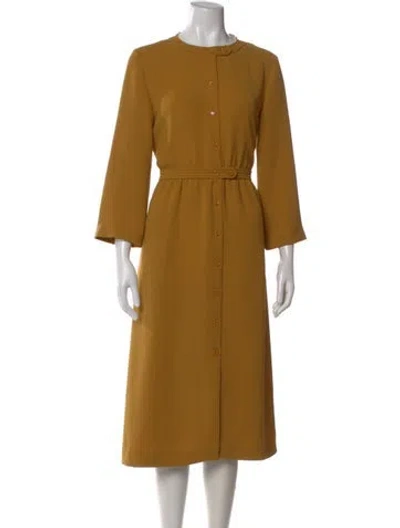 Pre-owned A.p.c. Crew Neck Midi Length Dress In Gold
