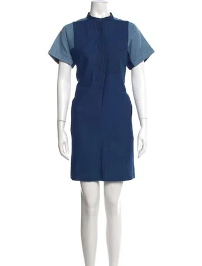 Pre-owned Apc Crew Neck Mini Dress In Blue