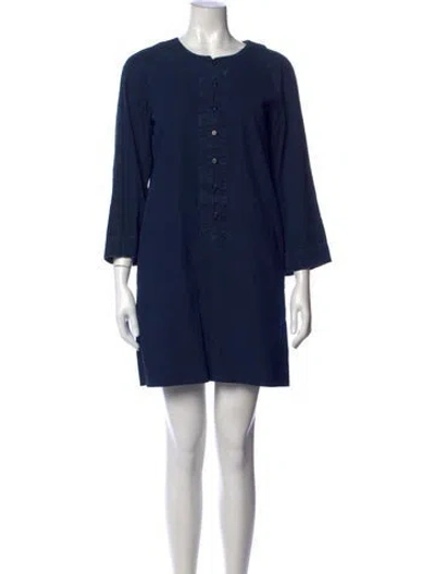Pre-owned A.p.c. Crew Neck Mini Dress In Blue