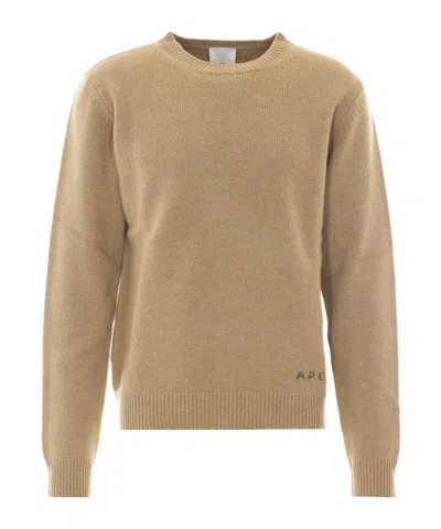 A.p.c. Ribbed-hem Sweater In Brown
