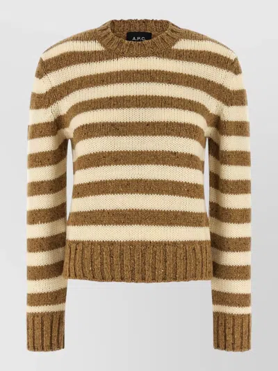 A.p.c. A. P.c. Women Brown Striped Sweater, L Luxury Sweaters & Knitwear For Women Darveys