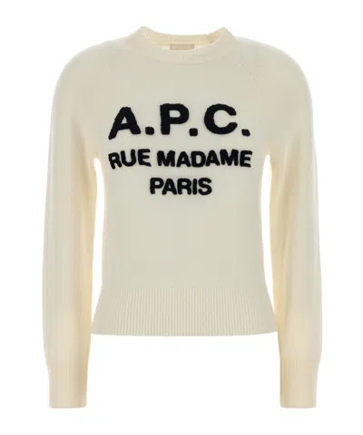 A.p.c. Wool Alissa Sweater Crew Neck Raglan In Neutral