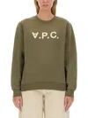 Apc A.p.c. Crew Neck Sweatshirt With Bold Logo In Green