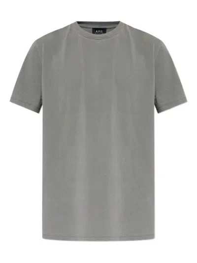 Apc A.p.c. Logo Printed Crewneck T-shirt In Gray
