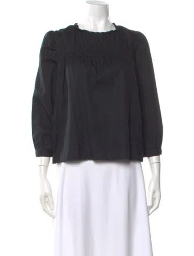 Pre-owned Apc Crew Neck Three-quarter Sleeve Blouse In Black