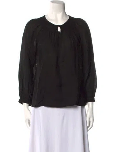 Pre-owned Apc Crew Neck Three-quarter Sleeve Blouse In Black