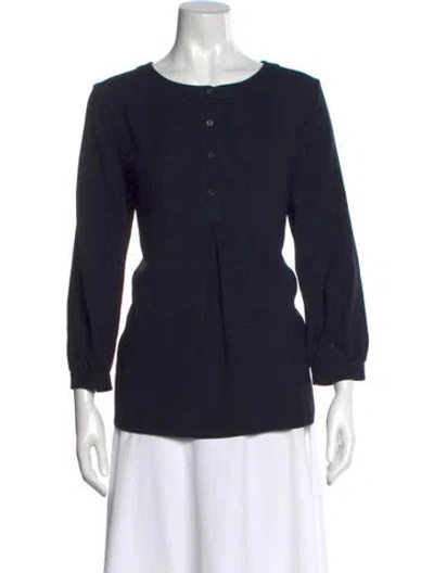 Pre-owned Apc Crew Neck Three-quarter Sleeve Blouse In Blue