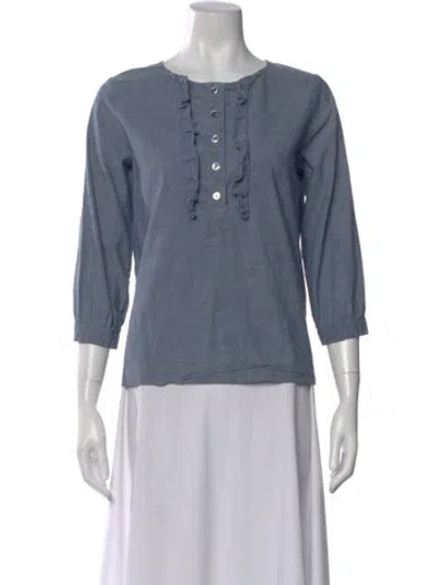 Pre-owned A.p.c. Crew Neck Three-quarter Sleeve Top In Blue