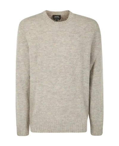 Apc Crew-neck Wool-blend Jumper In Brown