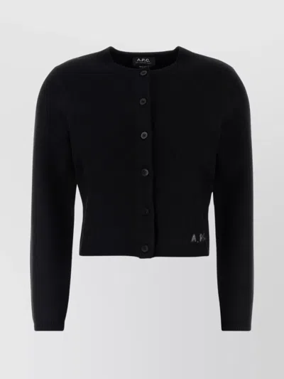 Apc Crew Neck Wool Cardigan Mila In Black