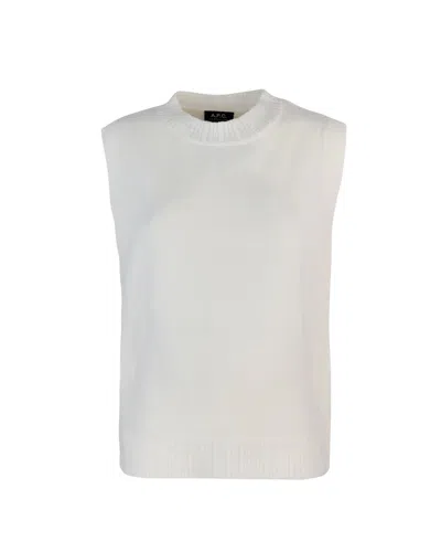 Apc Crewneck Knitted Vest A.p.c. In Beige