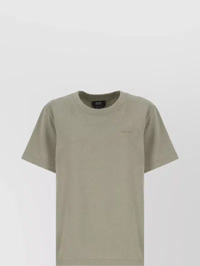 Apc Crewneck Lightweight Cotton T-shirt In Green