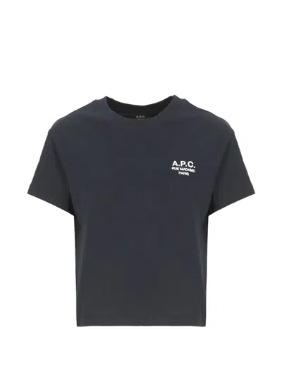 Apc Crewneck Logo-detail T-shirt In Blue