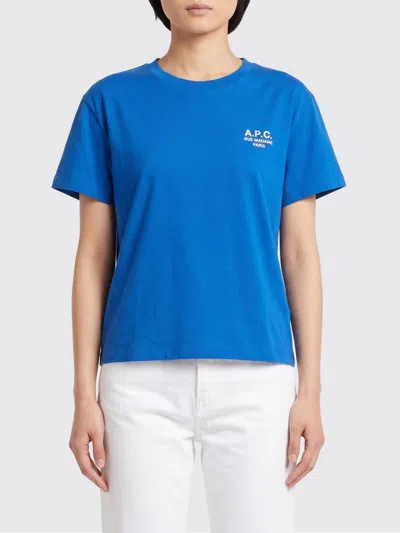 A.p.c. Crop Organic Cotton T-shirts In Blue