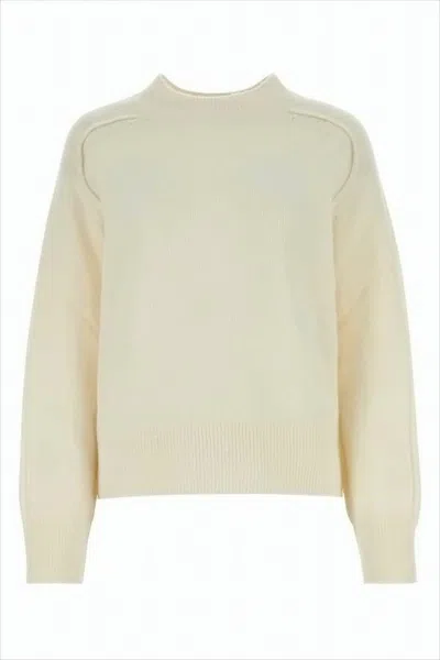 Apc Cropped Alpaca Blend Sweater With Voluminous Sleeves In White