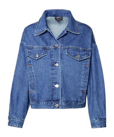 A.p.c. Indigo Denim Blouson With Classic Pointed Collar In Blue