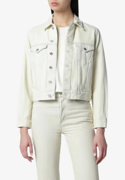 Apc Cropped Denim Jacket In White