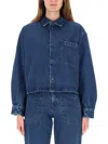 Apc Cropped Denim Shirt With Classic Collar In Blue