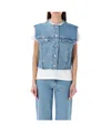 Apc Cropped Denim Vest In Blue