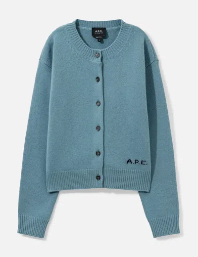 A.p.c. Cropped Grey-blue Wool Cardigan