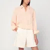 Apc A.p.c. Cropped Shirt In Peach-coloured Linen In Pink