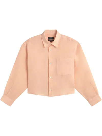 Apc Cropped Shirt In Orange