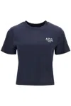 Apc Cropped T-shirt In Dark Blue Organic Cotton In Blue