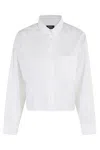 Apc A.p.c. Cropped White Cotton Shirt With Button-down Collar In White
