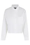 Apc Cropped White Button-down Shirt With Logo Accent In White