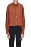 Apc Cropped Wide Shirt In Brown