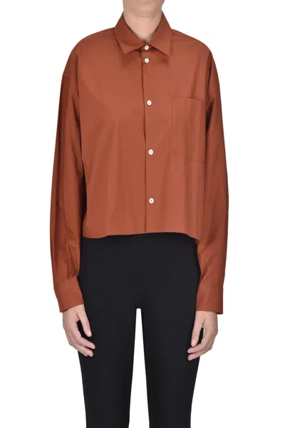 Apc Cropped Wide Shirt In Brown