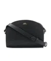 Apc A.p.c. Women Black Leather Mini Demi Lune Shoulder Bag In Black