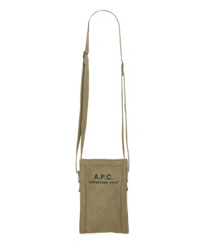 Apc Logo Print Mini Canvas Messenger Bag In Brown