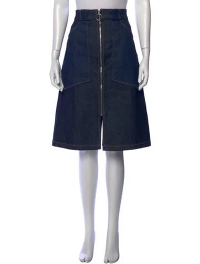 Pre-owned A.p.c. Cutout Accent Midi Length Skirt In Blue