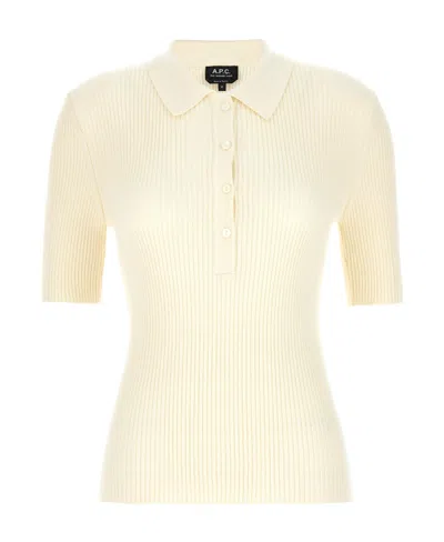 Apc Danae Cotton Polo Shirt In White