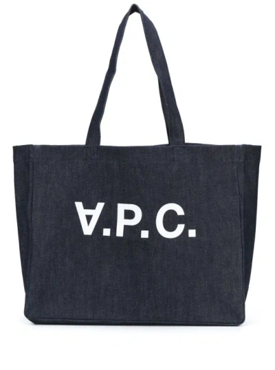 Apc Daniela' Blue Shopper Bag In Black