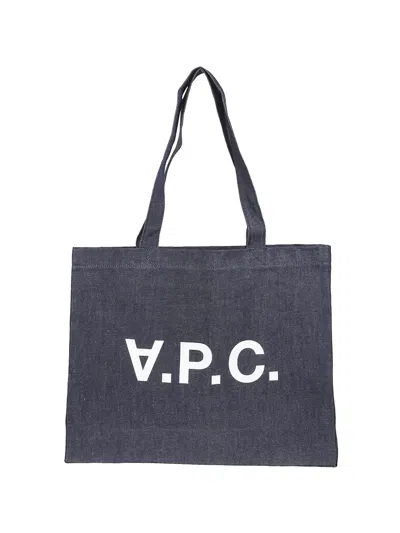 Apc Daniela Logo-print Denim Tote Bag In Blue