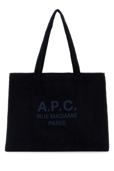 Apc A.p.c. Dark Blue Corduroy Diane Shopping Bag