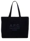 Apc A.p.c. Dark Blue Corduroy Diane Shopping Bag In Blue