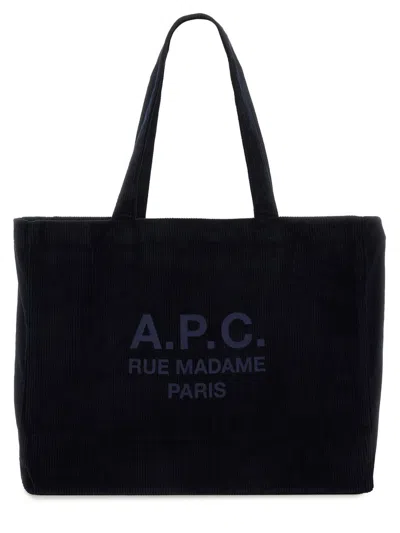 Apc A.p.c. Dark Blue Corduroy Diane Shopping Bag