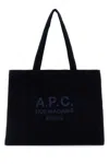 Apc Dark Blue Corduroy Diane Shopping Bag In Black