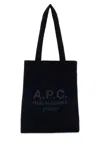 Apc A.p.c. Dark Blue Corduroy Lou Shopping Bag In Blue