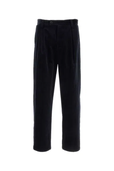 Apc Dark Blue Corduroy Renato Pant In Black
