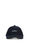 Apc A.p.c. Black Stretch Cotton Charlie Baseball Cap In Blue